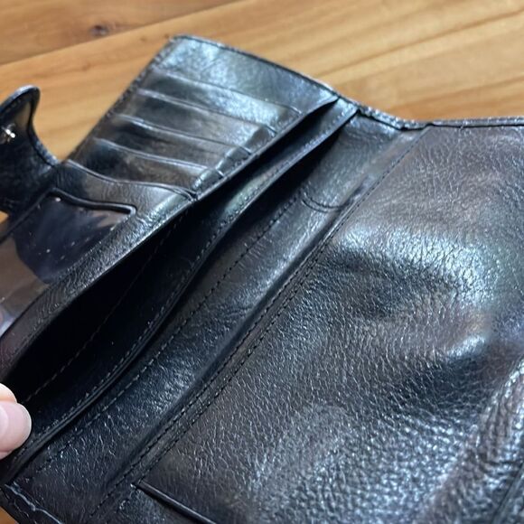 Brighton black leather croc embossed flap multi compartment wallet/clutch. - Picture 8 of 8